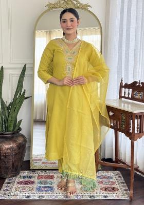 Lemon Embroidery Viscose Kurti Set