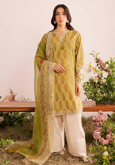 Mustard Embroidery Georgette Kurta Set