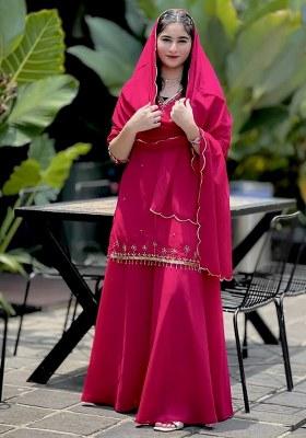 Pink Embroidery Georgette Kurta Set
