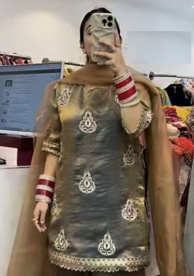 Grey Embroidery Silk Kurta Set - Indya