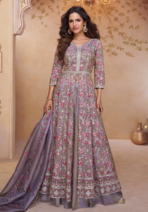 Ivory Embroidery Simmer Anarkali Set