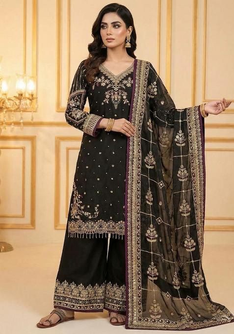 Black Embroidery Jimmy Choo Salwar Kameez