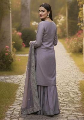 Purple Embroidery Jimmy Choo Salwar Kameez