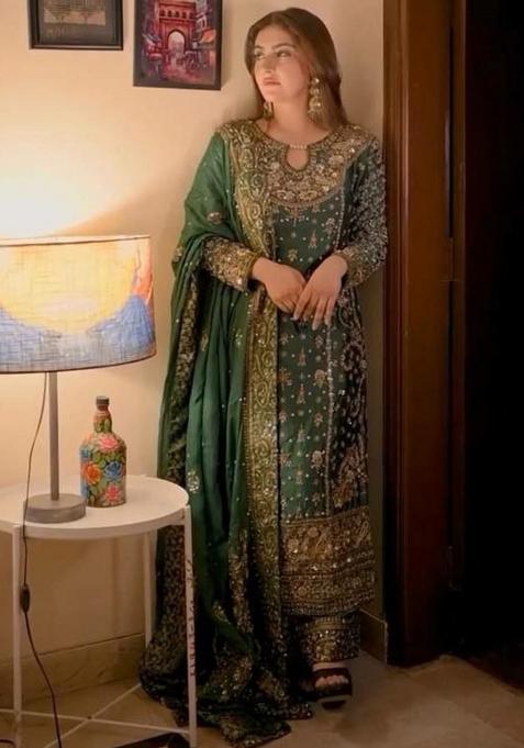 Green Embroidery Georgette Salwar Kameez