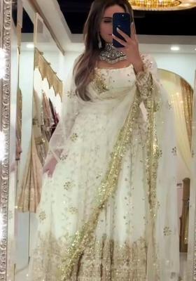 White Embroidery Georgette Salwar Kameez