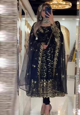Black Embroidery Georgette Salwar Kameez