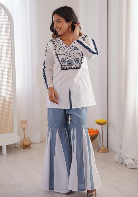 White Embroidery Silk Salwar Kameez