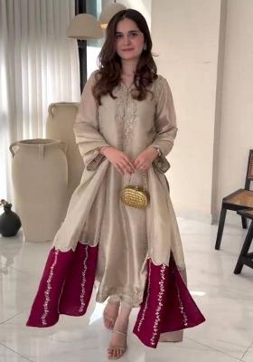 Brown Embroidery Pur Jimmy Choo Salwar Kameez