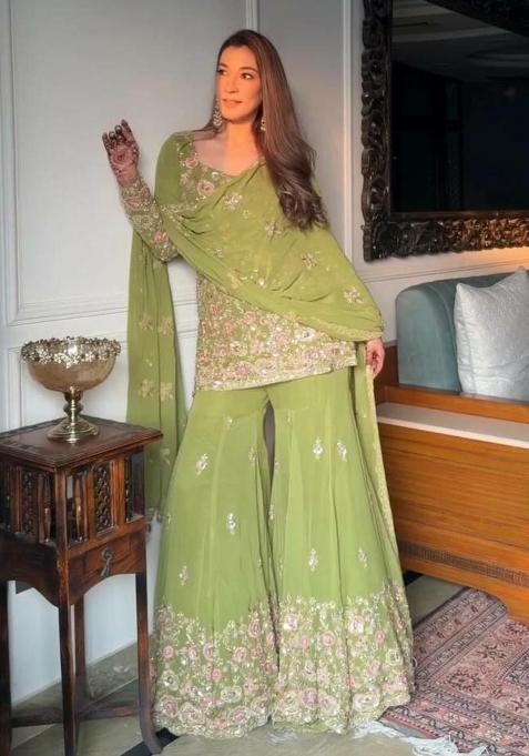 Green Embroidery Georgette Salwar Kameez