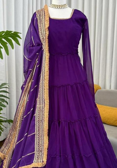 Blue Embroidery Georgette Salwar Kameez