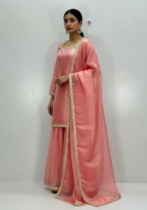 Pink Embroidery Silk Salwar Kameez