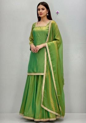 Green Embroidery Silk Salwar Kameez
