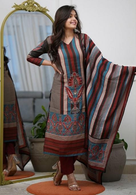 Multi Embroidery Viscose Reyon Kurti Set