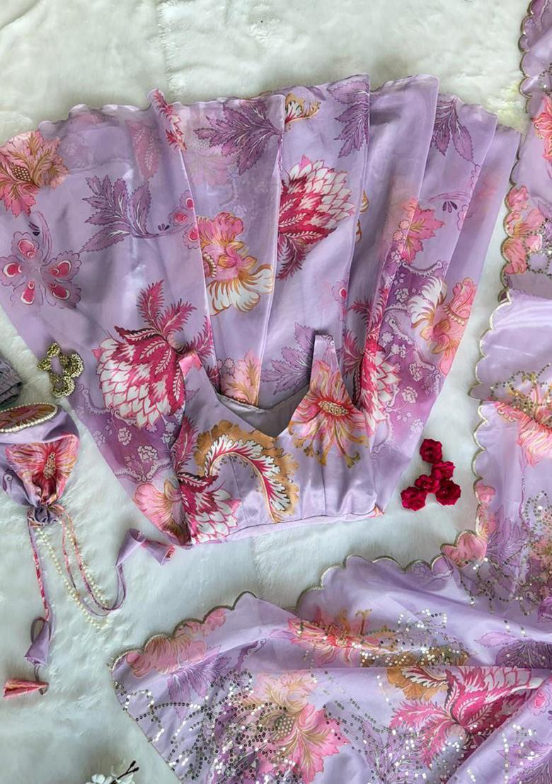 Purple Embroidery Silk Kurti Set - Indya