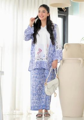 Blue Embroidery Viscose Reyon Kurti Set