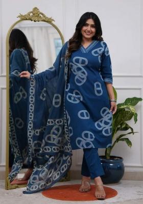 Purple Embroidery Viscose Chanderi Kurti Set