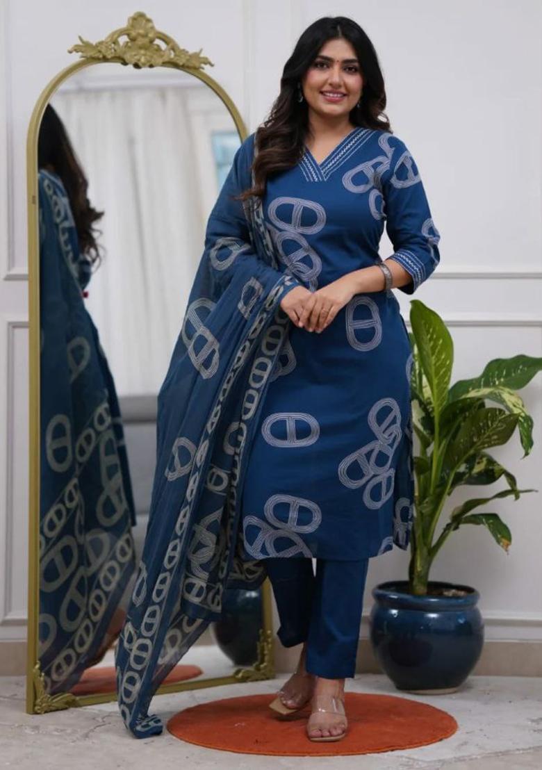 Purple Embroidery Viscose Chanderi Kurti Set - Indya