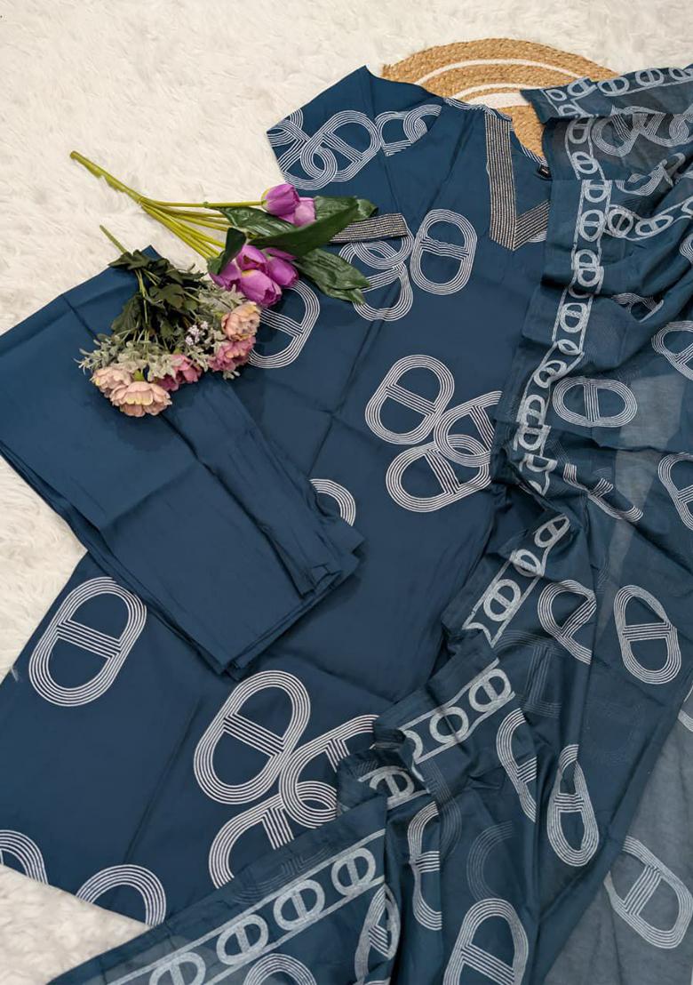 Purple Embroidery Viscose Chanderi Kurti Set - Indya