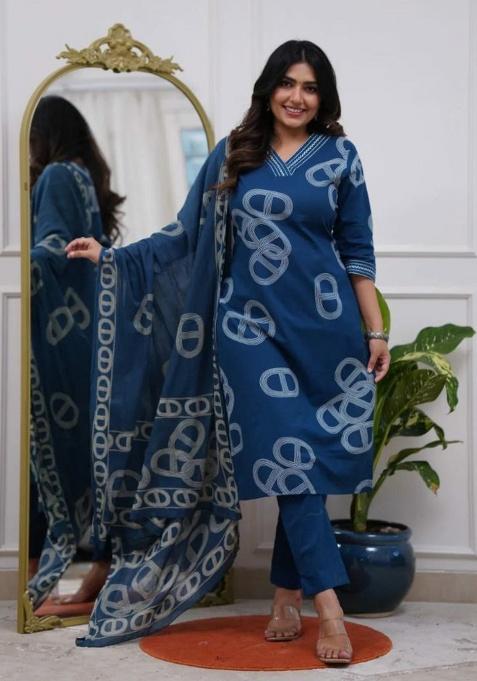 Purple Embroidery Viscose Chanderi Kurti Set