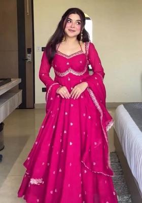 Rani Pink Sequence Work Georgette Anarkali Set