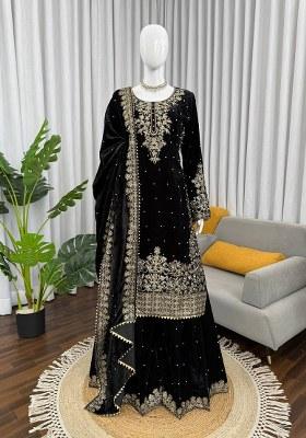 Black Sequence Velvet Salwar Suit