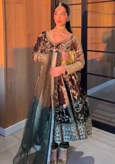 Dark Olive Sequence Velvet Salwar Suit