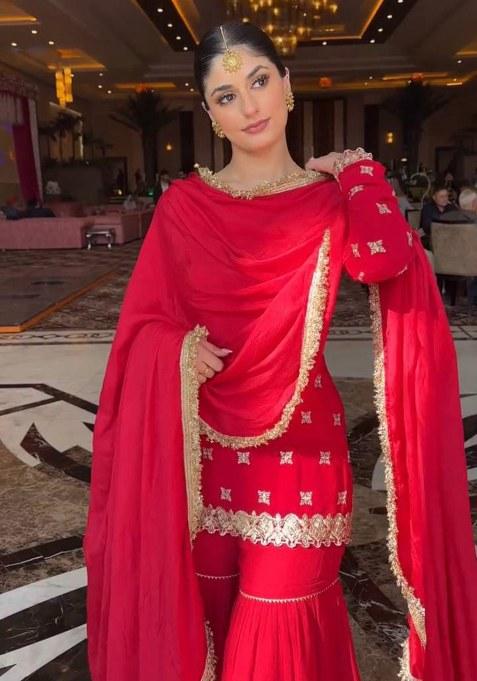 Red Sequence Georgette Kurta Set