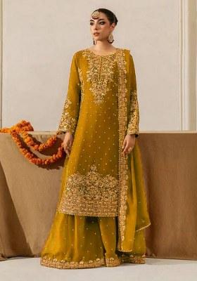 Yellow Sequence Georgette Kurta Set