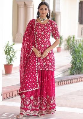 Pink Embroidery Georgette Kurta Set