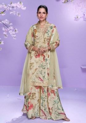 Multicolor Embroidery Silk Salwar Kameez