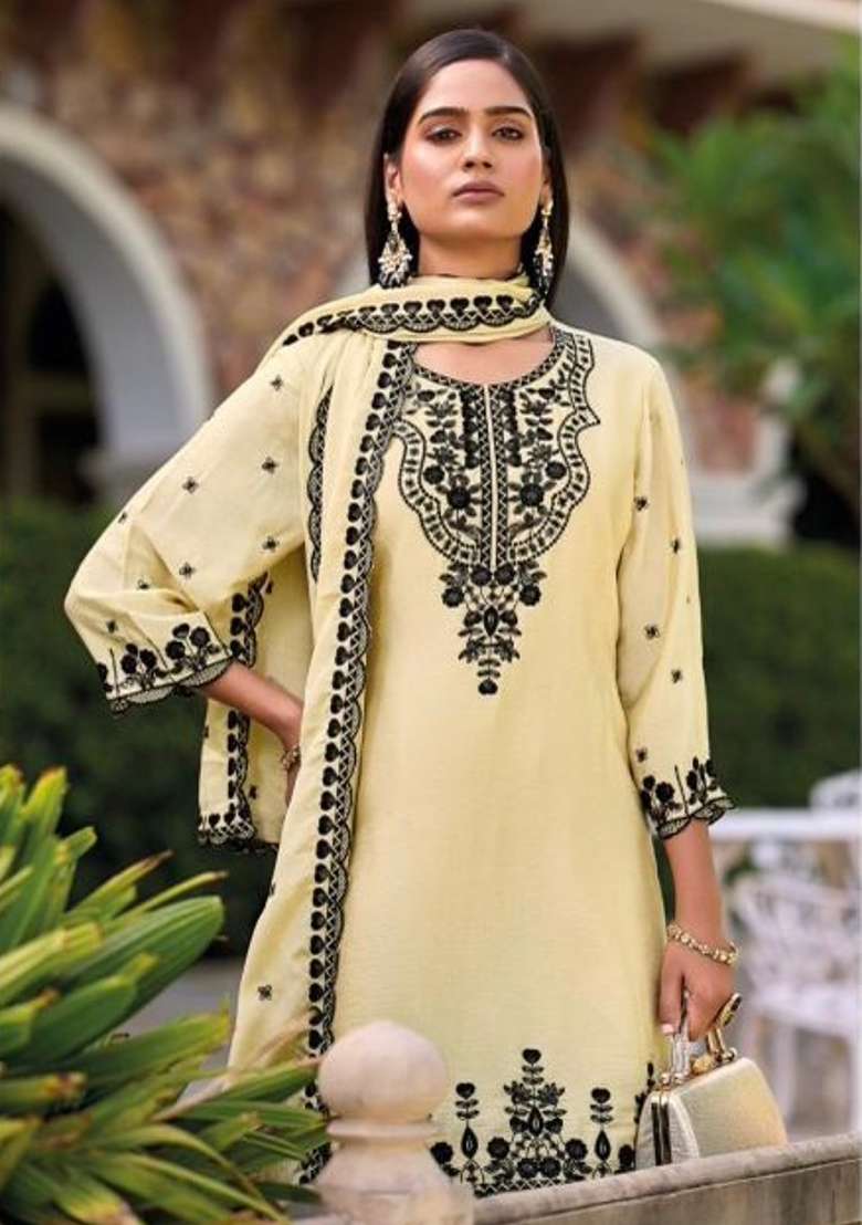 Beige Embroidered Silk Blend Sharara Set - Indya