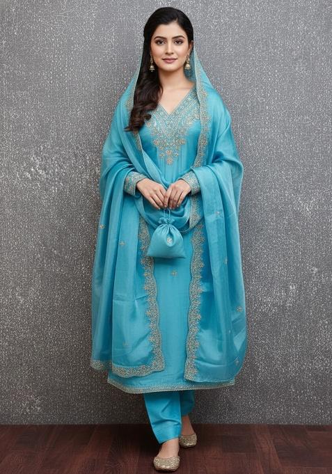 Blue Embroidery Zimmy Choo Salwar Suit