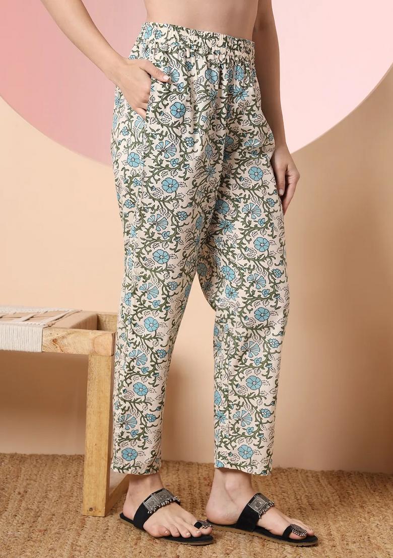 Cream Printed Cotton Kurta Dupatta Set - Indya