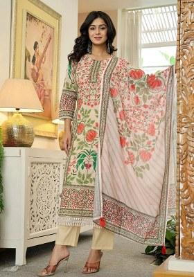 Pink Printed Cotton Kurta Dupatta Set