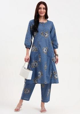 Pink Motif Cotton Kurta Dupatta Set