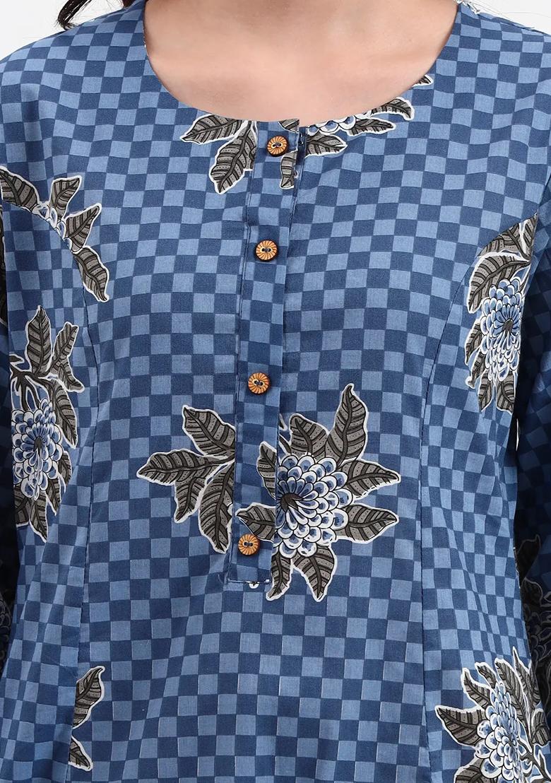 Pink Motif Cotton Kurta Dupatta Set - Indya