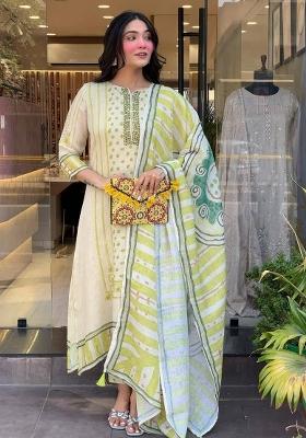 Multi Embroidered Linen Silk Kurta Set