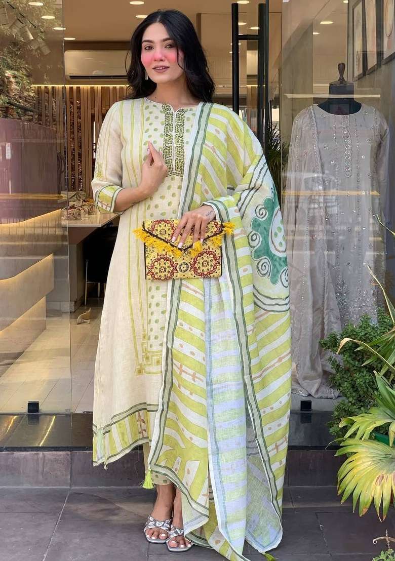 Multi Printed Silk Straight Kurta Set - Indya
