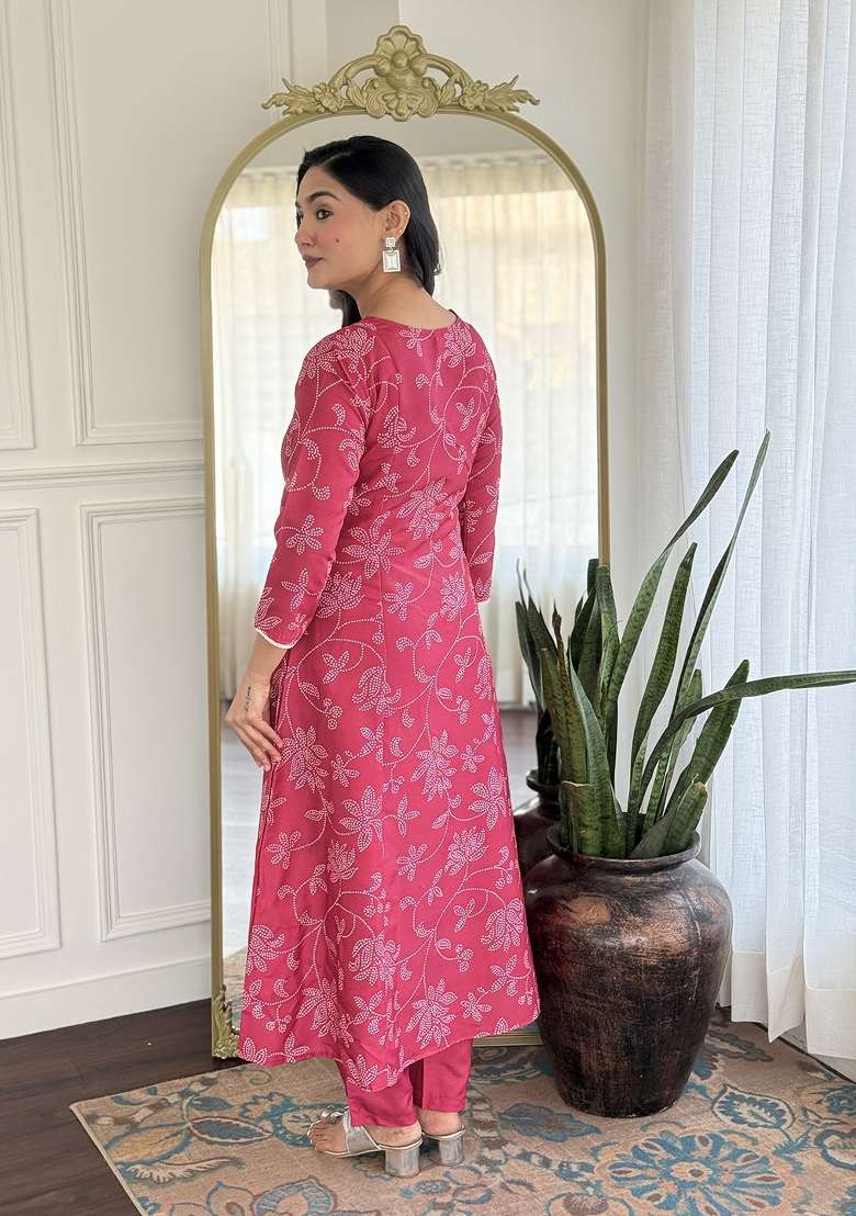 Rani Printed Rayon Anarkali Set - Indya