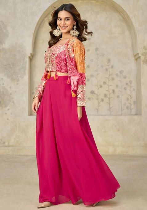 Red Embroidery Chinon Salwar Suit