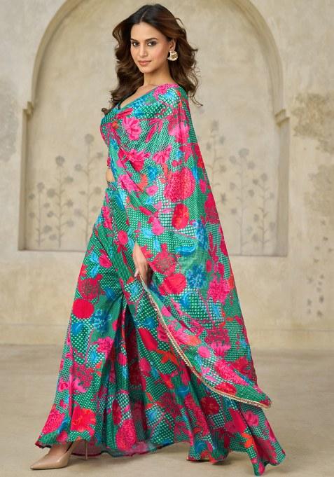 Green Embroidery Chinon Salwar Suit