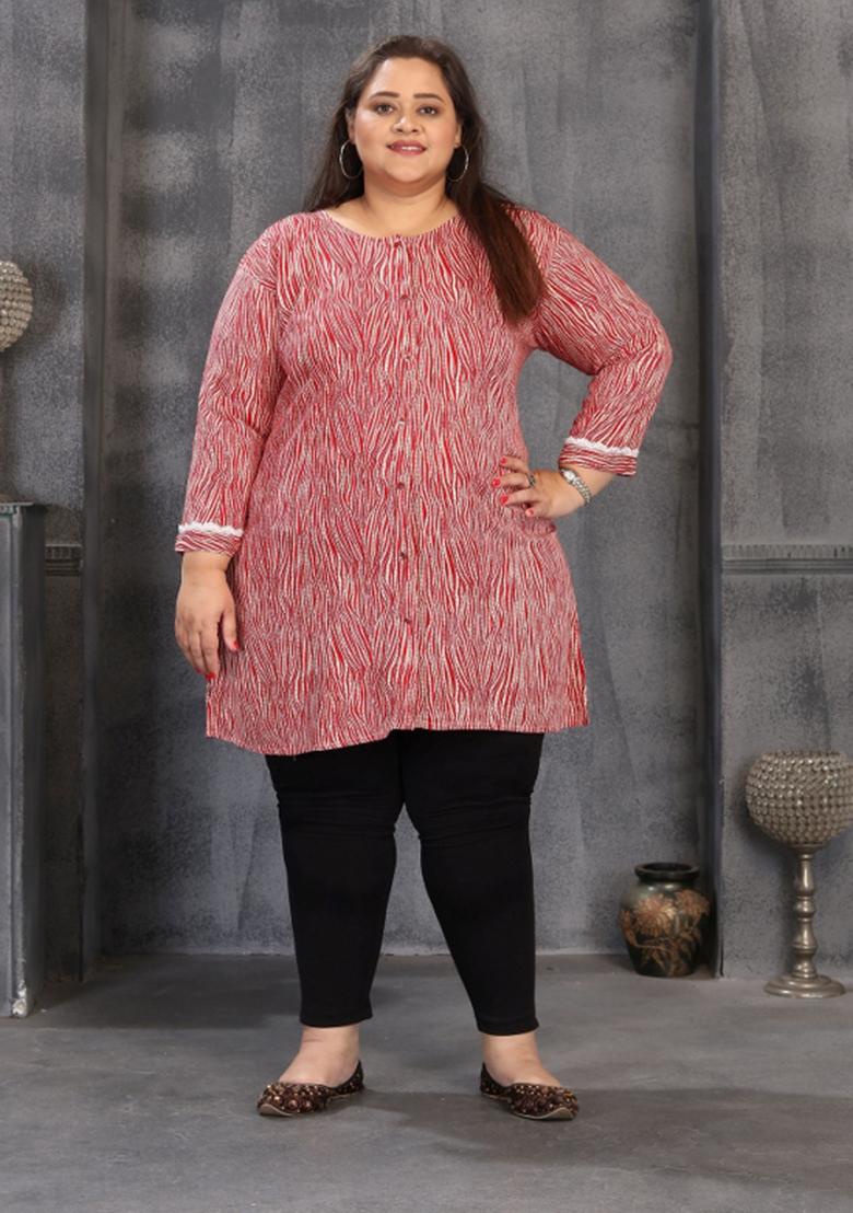 Maroon Printed Rayon Kurta - Indya