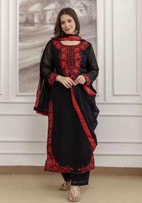 Black Resham Embroidery Georgette Kurta Set