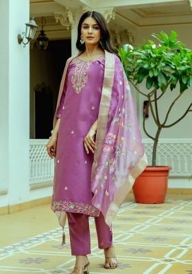 Pink Abstract Print Viscose Kurta Set