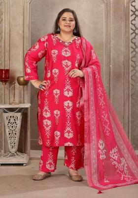 Pink Abstract Print Viscose Kurta Set