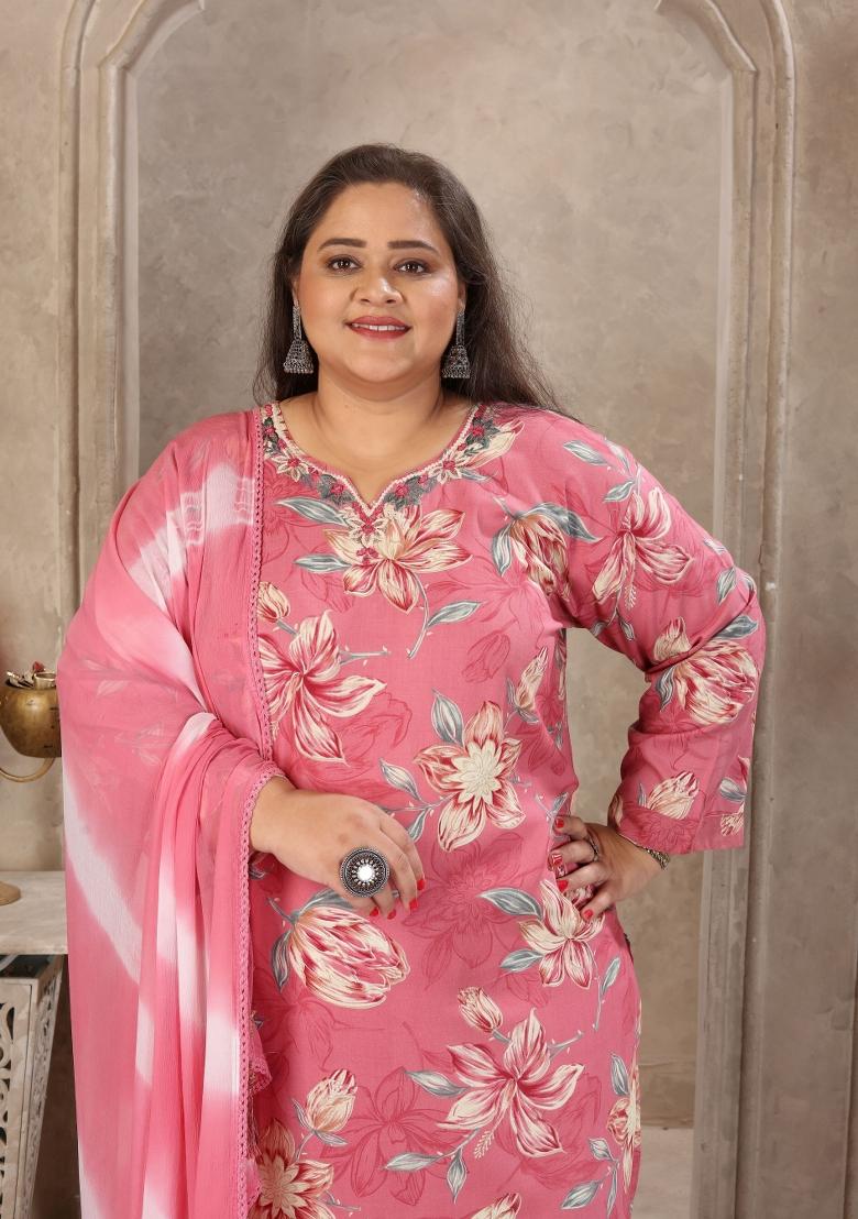 Mauve Abstract Print Rayon Kurta Set - Indya