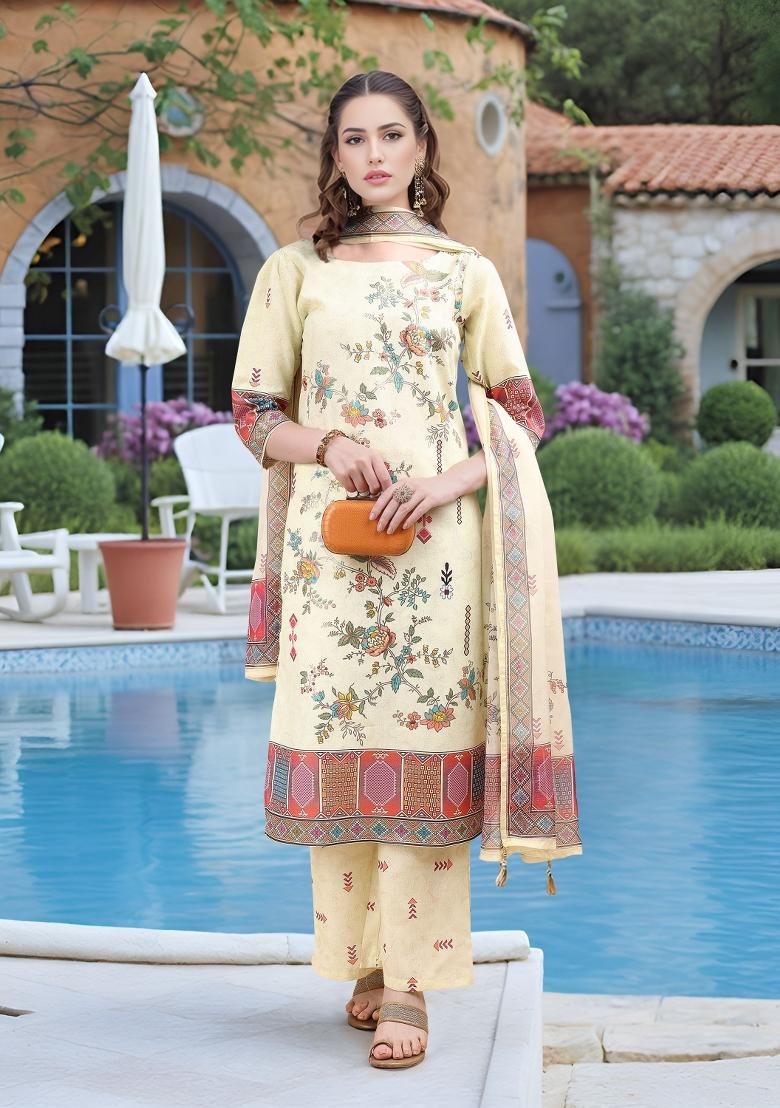 Green Abstract Print Linen Kurta Set - Indya