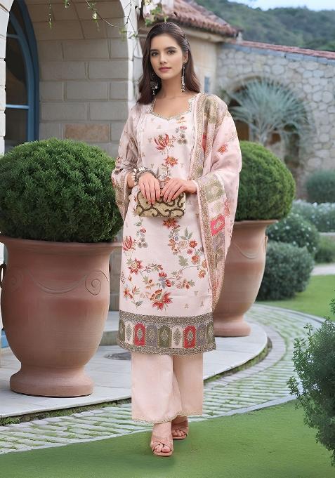 Off White Abstract Print Linen Kurta Set