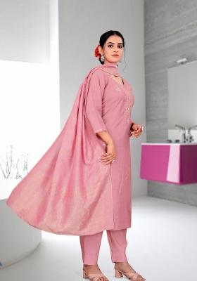 Pink Abstract Print Art Silk Kurta Set