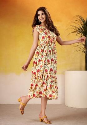 Red Floral Print Art Silk Kurta Set